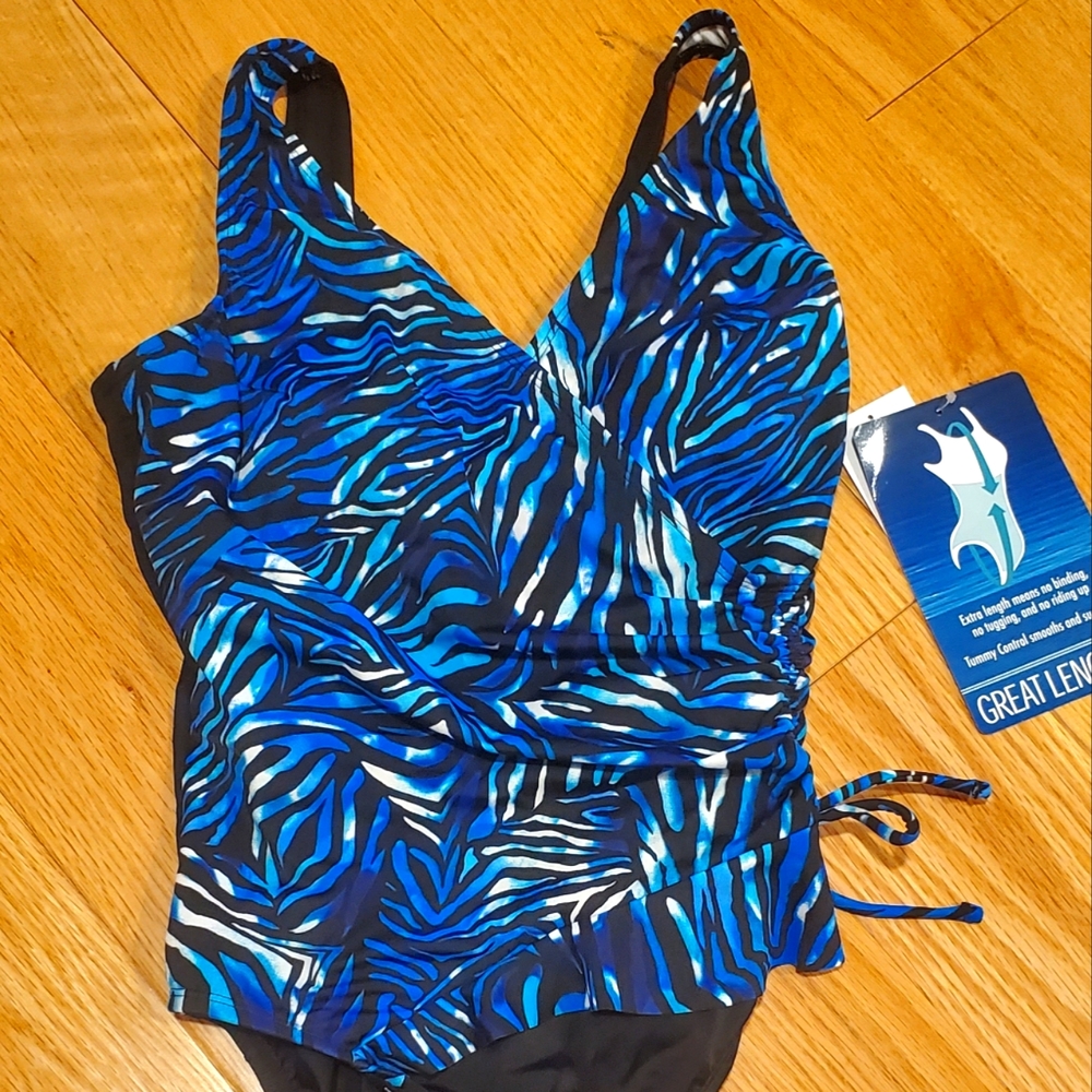 Great Lengths Woman's Blue/Black One Piece Swimsuit